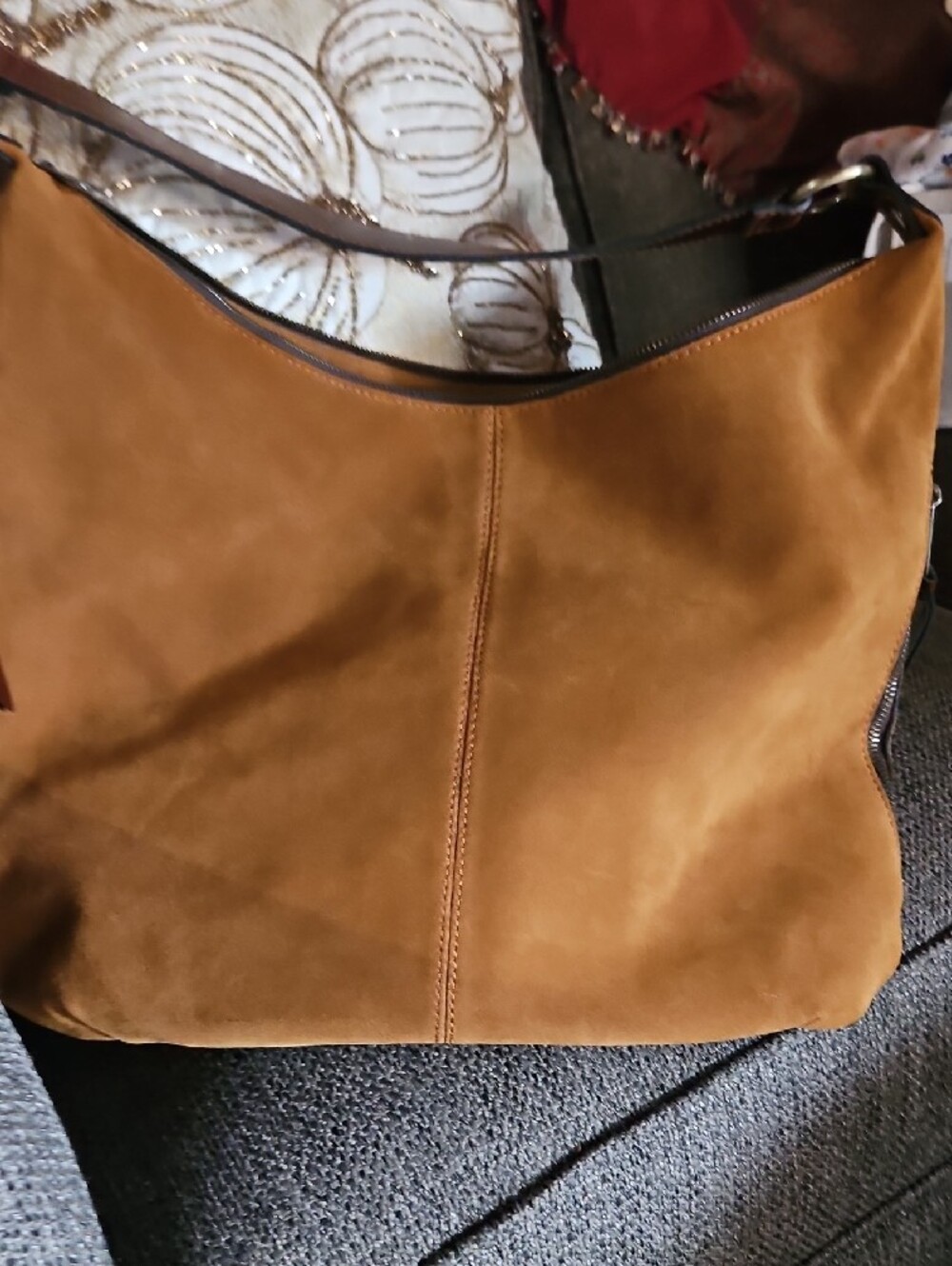 Patricia Nash Cognac Brown Suede Hobo Shoulder Bag With Leather Strap. NWT - Picture 9 of 11